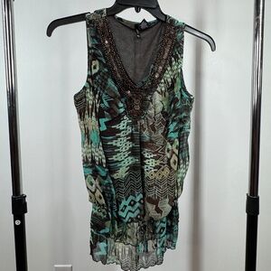 Chico’s Embellished Tribal Print Sleeveless Top - Size 1 (M)